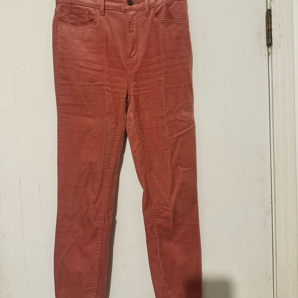 LOFT Orange Skinny Pants with Corduroy Texture